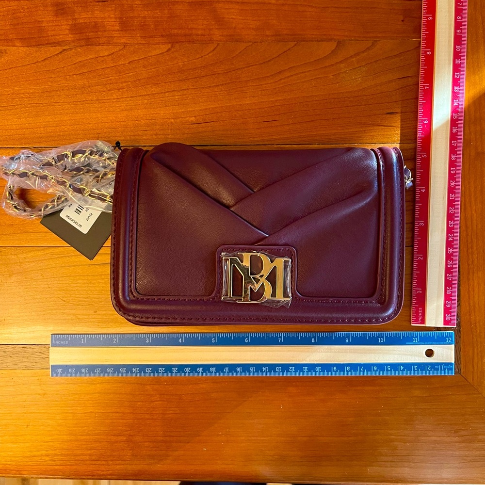 BADGLEY MISCHKA small pleated crossbody plum NWT